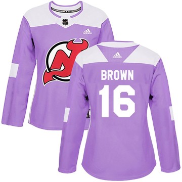 Authentic Adidas Women's Connor Brown New Jersey Devils Fights Cancer Practice Jersey - Purple