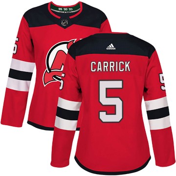 Authentic Adidas Women's Connor Carrick New Jersey Devils Home Jersey - Red