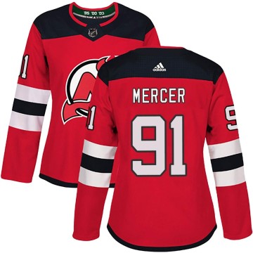 Authentic Adidas Women's Dawson Mercer New Jersey Devils Home Jersey - Red