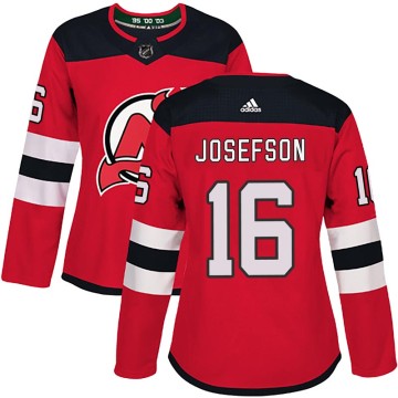 Authentic Adidas Women's Jacob Josefson New Jersey Devils Home Jersey - Red