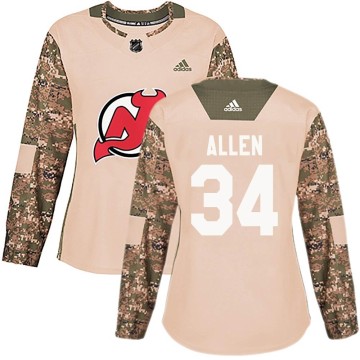 Authentic Adidas Women's Jake Allen New Jersey Devils Veterans Day Practice Jersey - Camo