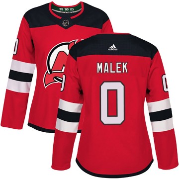 Authentic Adidas Women's Jakub Malek New Jersey Devils Home Jersey - Red