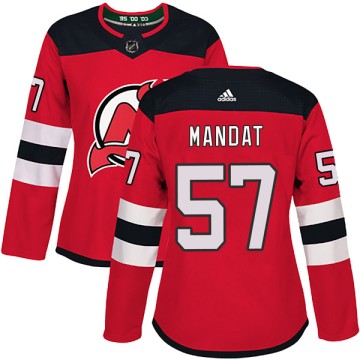 Authentic Adidas Women's Jan Mandat New Jersey Devils Home Jersey - Red