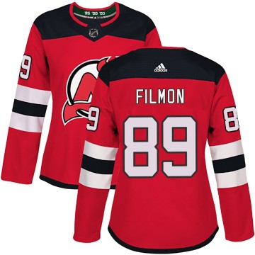 Authentic Adidas Women's Josh Filmon New Jersey Devils Home Jersey - Red