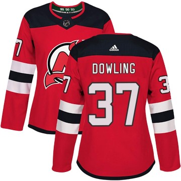Authentic Adidas Women's Justin Dowling New Jersey Devils Home Jersey - Red