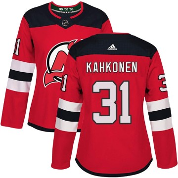 Authentic Adidas Women's Kaapo Kahkonen New Jersey Devils Home Jersey - Red