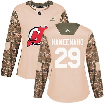 Authentic Adidas Women's Lenni Hameenaho New Jersey Devils Veterans Day Practice Jersey - Camo
