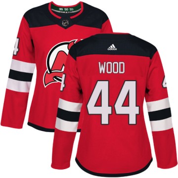 Authentic Adidas Women's Miles Wood New Jersey Devils Home Jersey - Red