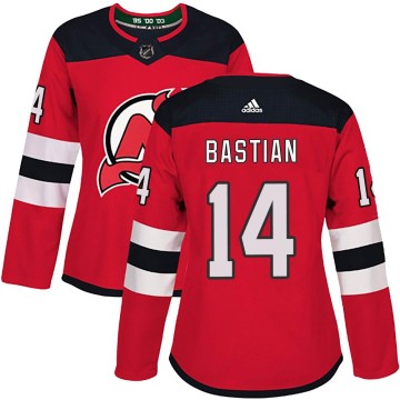 Authentic Adidas Women's Nathan Bastian New Jersey Devils Home Jersey - Red