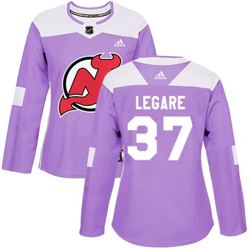 Authentic Adidas Women's Nathan Legare New Jersey Devils Fights Cancer Practice Jersey - Purple