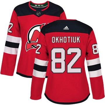 Authentic Adidas Women's Nikita Okhotiuk New Jersey Devils Home Jersey - Red