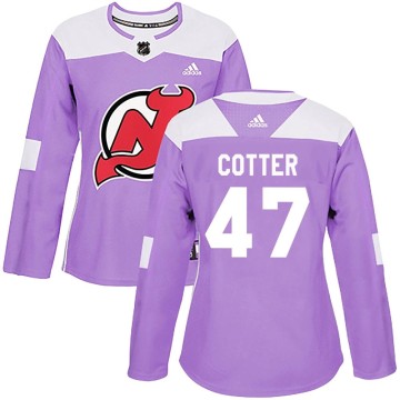 Authentic Adidas Women's Paul Cotter New Jersey Devils Fights Cancer Practice Jersey - Purple