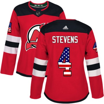 Authentic Adidas Women's Scott Stevens New Jersey Devils USA Flag Fashion Jersey - Red