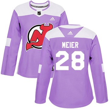 Authentic Adidas Women's Timo Meier New Jersey Devils Fights Cancer Practice Jersey - Purple