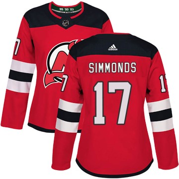 Authentic Adidas Women's Wayne Simmonds New Jersey Devils Home Jersey - Red