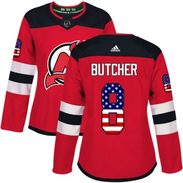 Authentic Adidas Women's Will Butcher New Jersey Devils USA Flag Fashion Jersey - Red
