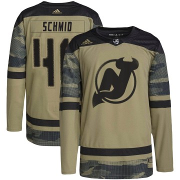 Authentic Adidas Youth Akira Schmid New Jersey Devils Military Appreciation Practice Jersey - Camo