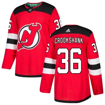 Authentic Adidas Youth Angus Crookshank New Jersey Devils Home Jersey - Red