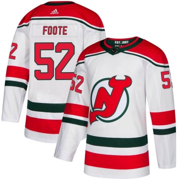 Authentic Adidas Youth Cal Foote New Jersey Devils Alternate Jersey - White
