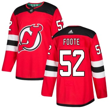 Authentic Adidas Youth Cal Foote New Jersey Devils Home Jersey - Red