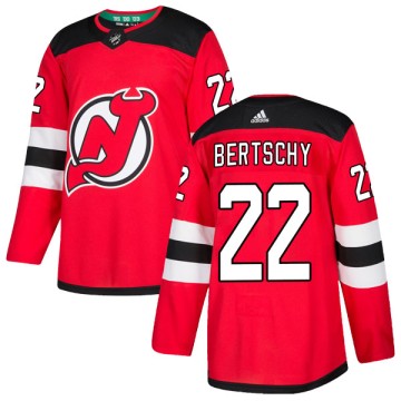 Authentic Adidas Youth Christoph Bertschy New Jersey Devils Home Jersey - Red