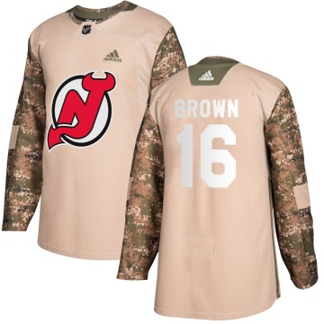 Authentic Adidas Youth Connor Brown New Jersey Devils Camo Veterans Day Practice Jersey - Brown