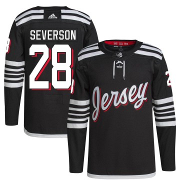 Authentic Adidas Youth Damon Severson New Jersey Devils 2021/22 Alternate Primegreen Pro Player Jersey - Black