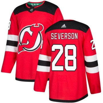 Authentic Adidas Youth Damon Severson New Jersey Devils Home Jersey - Red