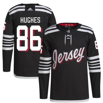 Authentic Adidas Youth Jack Hughes New Jersey Devils 2021/22 Alternate Primegreen Pro Player Jersey - Black
