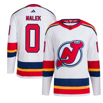 Authentic Adidas Youth Jakub Malek New Jersey Devils Reverse Retro 2.0 Jersey - White