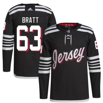 Authentic Adidas Youth Jesper Bratt New Jersey Devils 2021/22 Alternate Primegreen Pro Player Jersey - Black