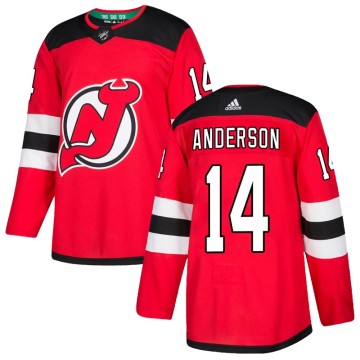 Authentic Adidas Youth Joey Anderson New Jersey Devils Home Jersey - Red