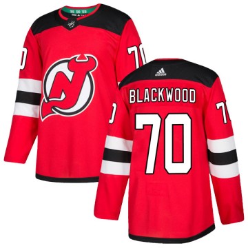 Authentic Adidas Youth MacKenzie Blackwood New Jersey Devils Red Home Jersey - Black
