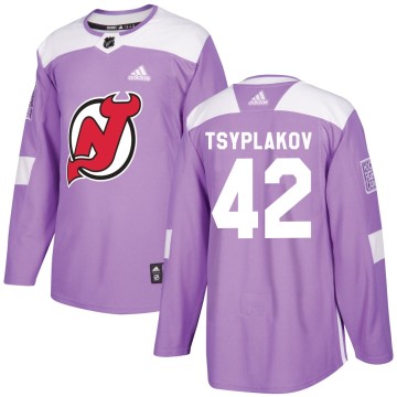 Authentic Adidas Youth Maxim Tsyplakov New Jersey Devils Fights Cancer Practice Jersey - Purple