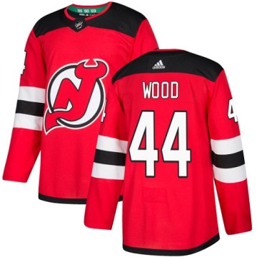 Authentic Adidas Youth Miles Wood New Jersey Devils Home Jersey - Red
