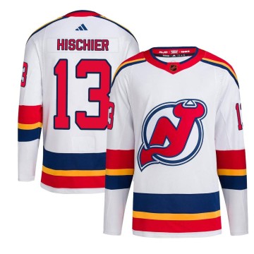 Authentic Adidas Youth Nico Hischier New Jersey Devils Reverse Retro 2.0 Jersey - White