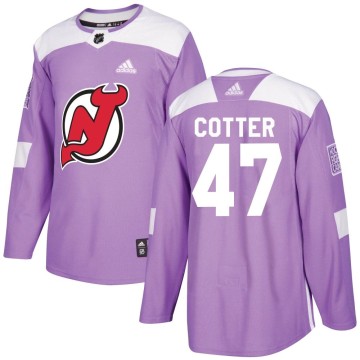 Authentic Adidas Youth Paul Cotter New Jersey Devils Fights Cancer Practice Jersey - Purple