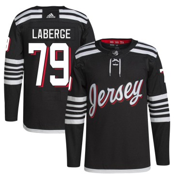 Authentic Adidas Youth Samuel Laberge New Jersey Devils 2021/22 Alternate Primegreen Pro Player Jersey - Black