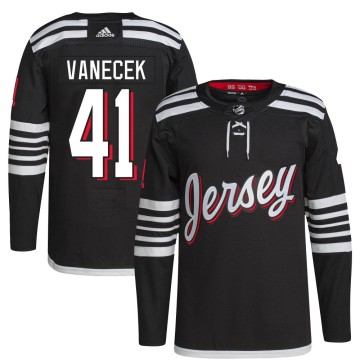 Authentic Adidas Youth Vitek Vanecek New Jersey Devils 2021/22 Alternate Primegreen Pro Player Jersey - Black