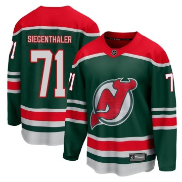 Breakaway Fanatics Branded Men's Jonas Siegenthaler New Jersey Devils 2020/21 Special Edition Jersey - Green