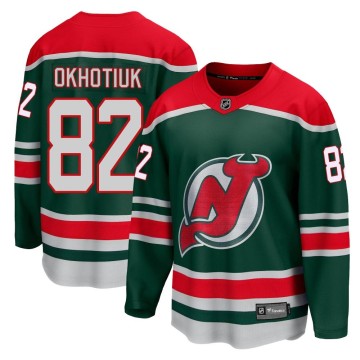 Breakaway Fanatics Branded Men's Nikita Okhotiuk New Jersey Devils 2020/21 Special Edition Jersey - Green