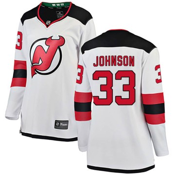 Breakaway Fanatics Branded Women's Cam Johnson New Jersey Devils Away Jersey - White
