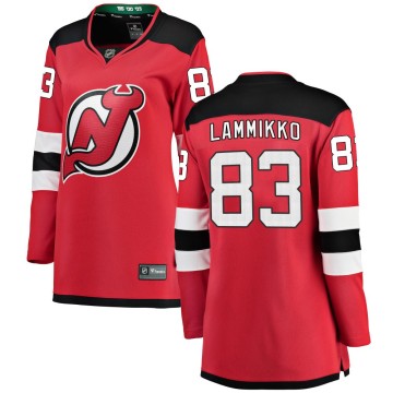Breakaway Fanatics Branded Women's Juho Lammikko New Jersey Devils Home Jersey - Red