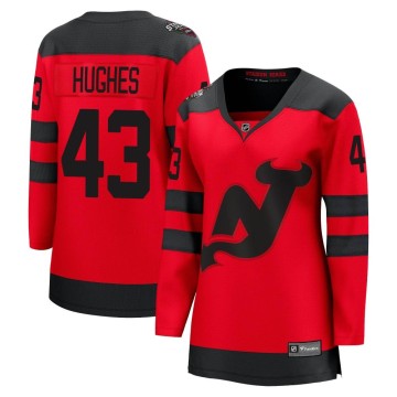 Breakaway Fanatics Branded Women's Luke Hughes New Jersey Devils 2024 Stadium Series Jersey - Red