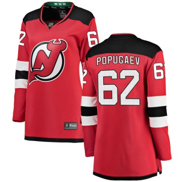 Breakaway Fanatics Branded Women's Nikita Popugaev New Jersey Devils Home Jersey - Red