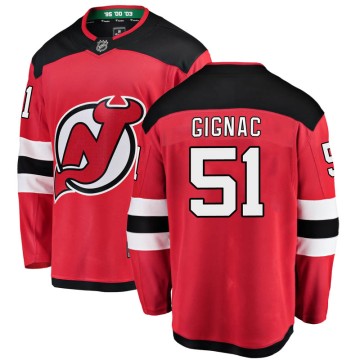 Breakaway Fanatics Branded Youth Brandon Gignac New Jersey Devils Home Jersey - Red