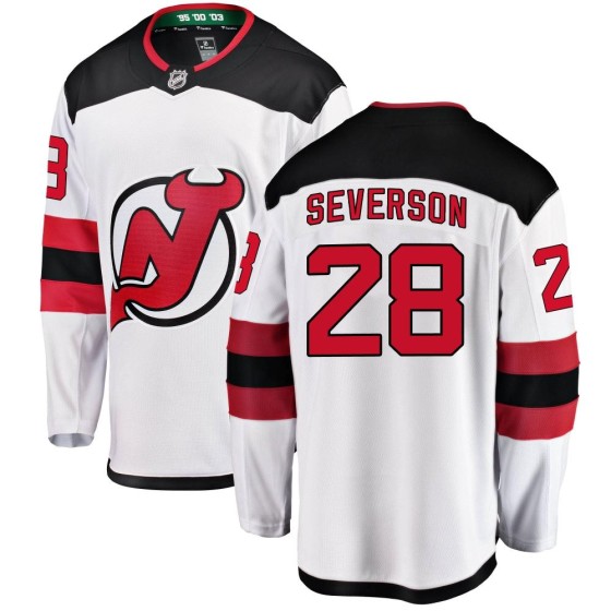 Breakaway Fanatics Branded Youth Damon Severson New Jersey Devils Away Jersey - White