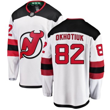 Breakaway Fanatics Branded Youth Nikita Okhotiuk New Jersey Devils Away Jersey - White