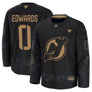 Premium Fanatics Men's Ethan Edwards New Jersey Devils 2024 Military Appreciation Practice Jersey - Black