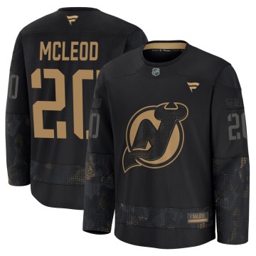 Premium Fanatics Men's Michael McLeod New Jersey Devils 2024 Military Appreciation Practice Jersey - Black